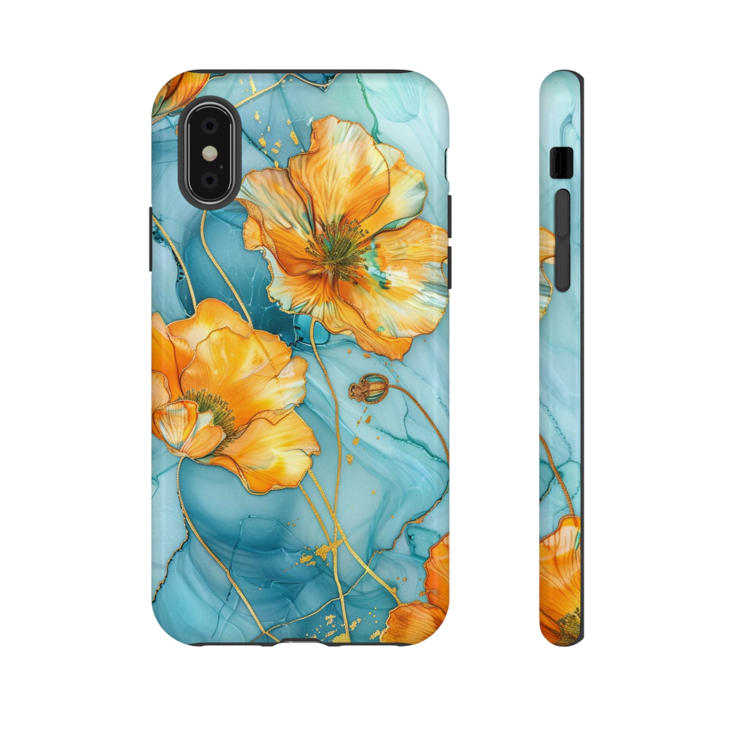 Gold Poppies Color Splash Floral Design Phone Case