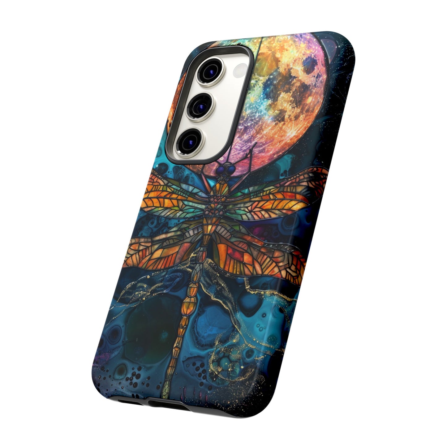 Full Moon Stained Glass Dragonfly Phone Cover