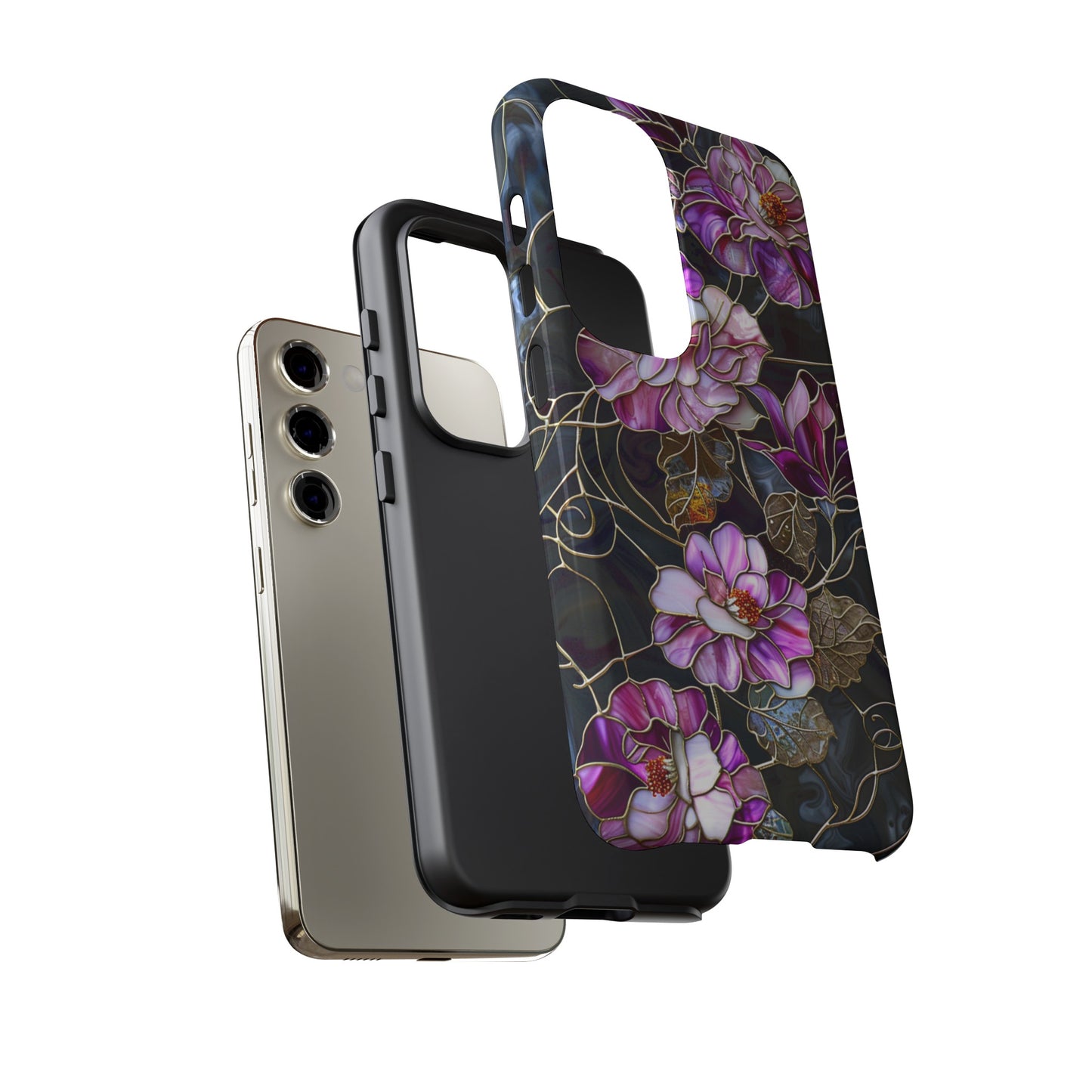 Magenta Color Floral Stained Glass Phone Case