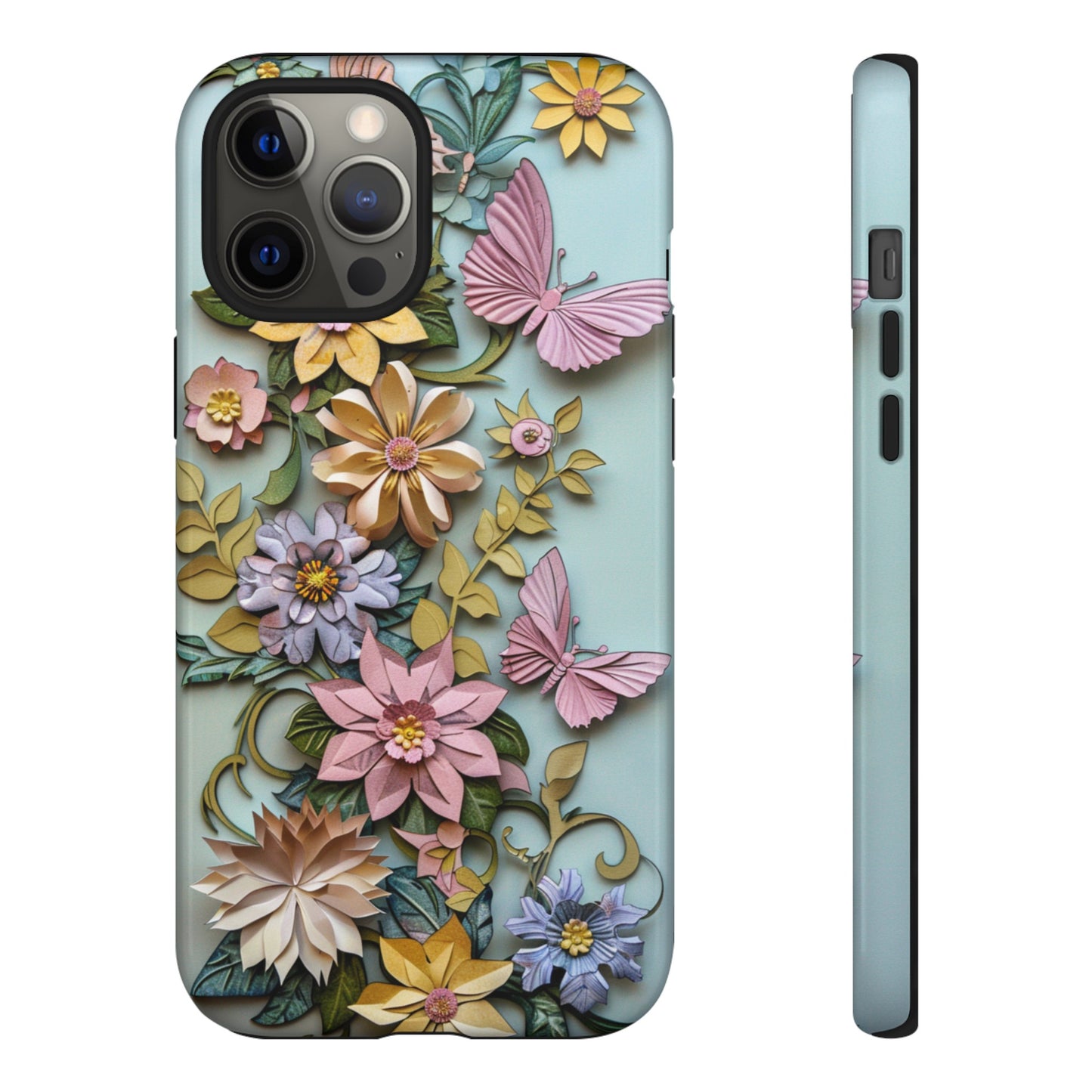 Pastel Pink Butterflies and Flowers iPhone Case