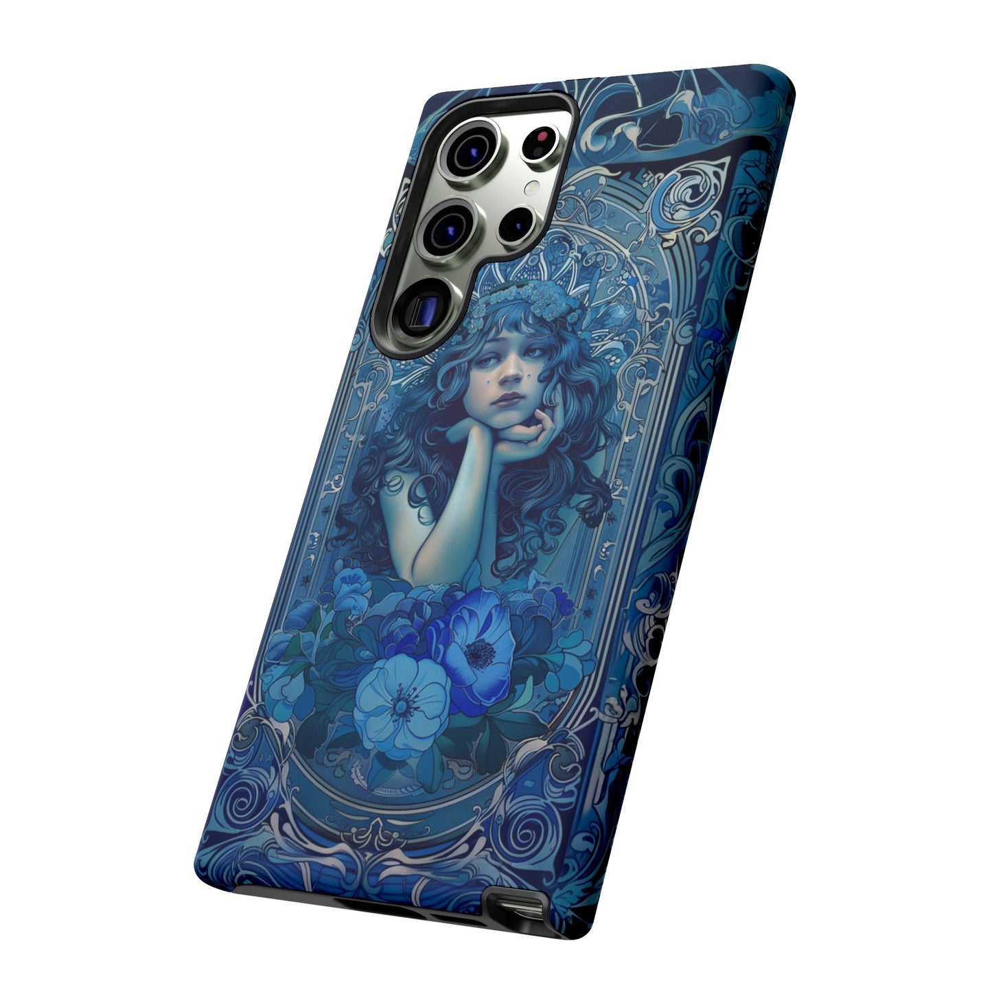 Blue Floral Art Nouveau Style Phone Case