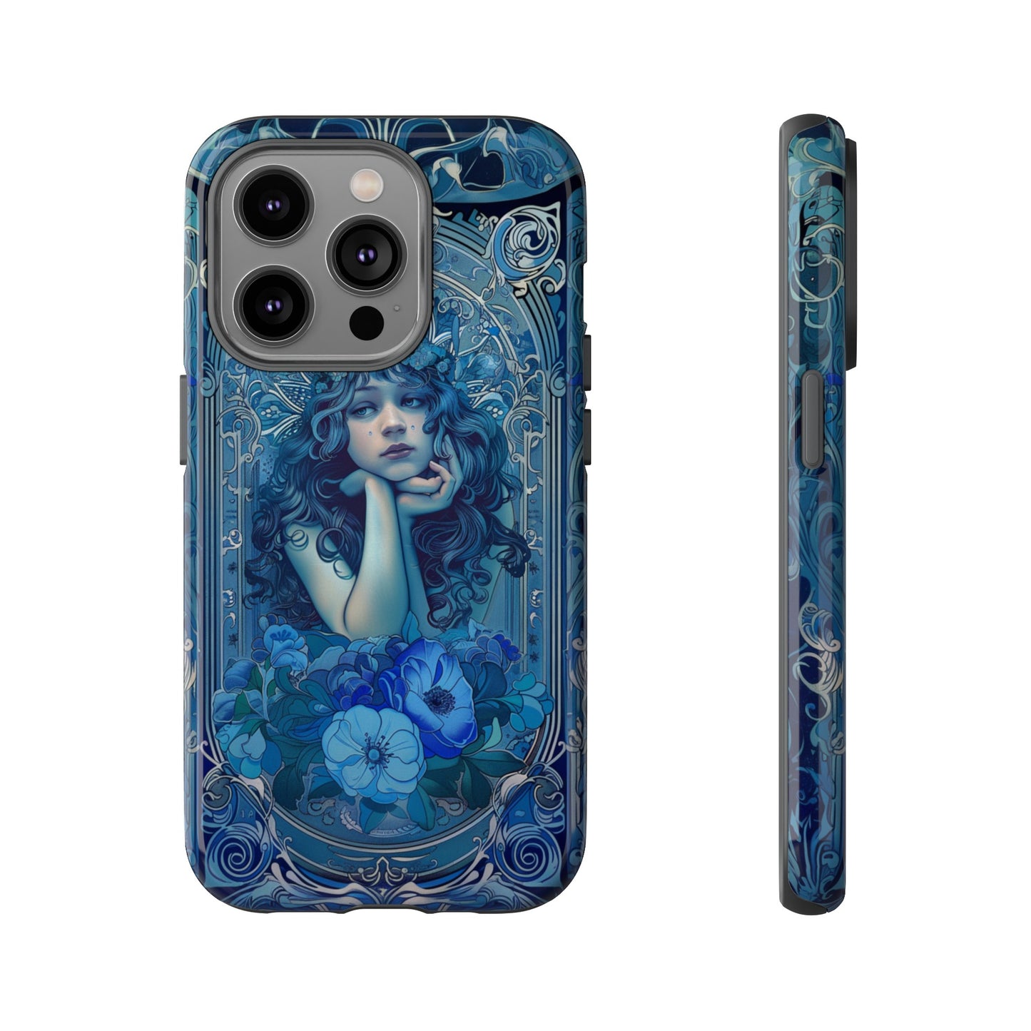 Blue Floral Art Nouveau Style Phone Case