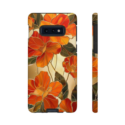 Orange Floral Phone Case Stained Glass Flower Aesthetic