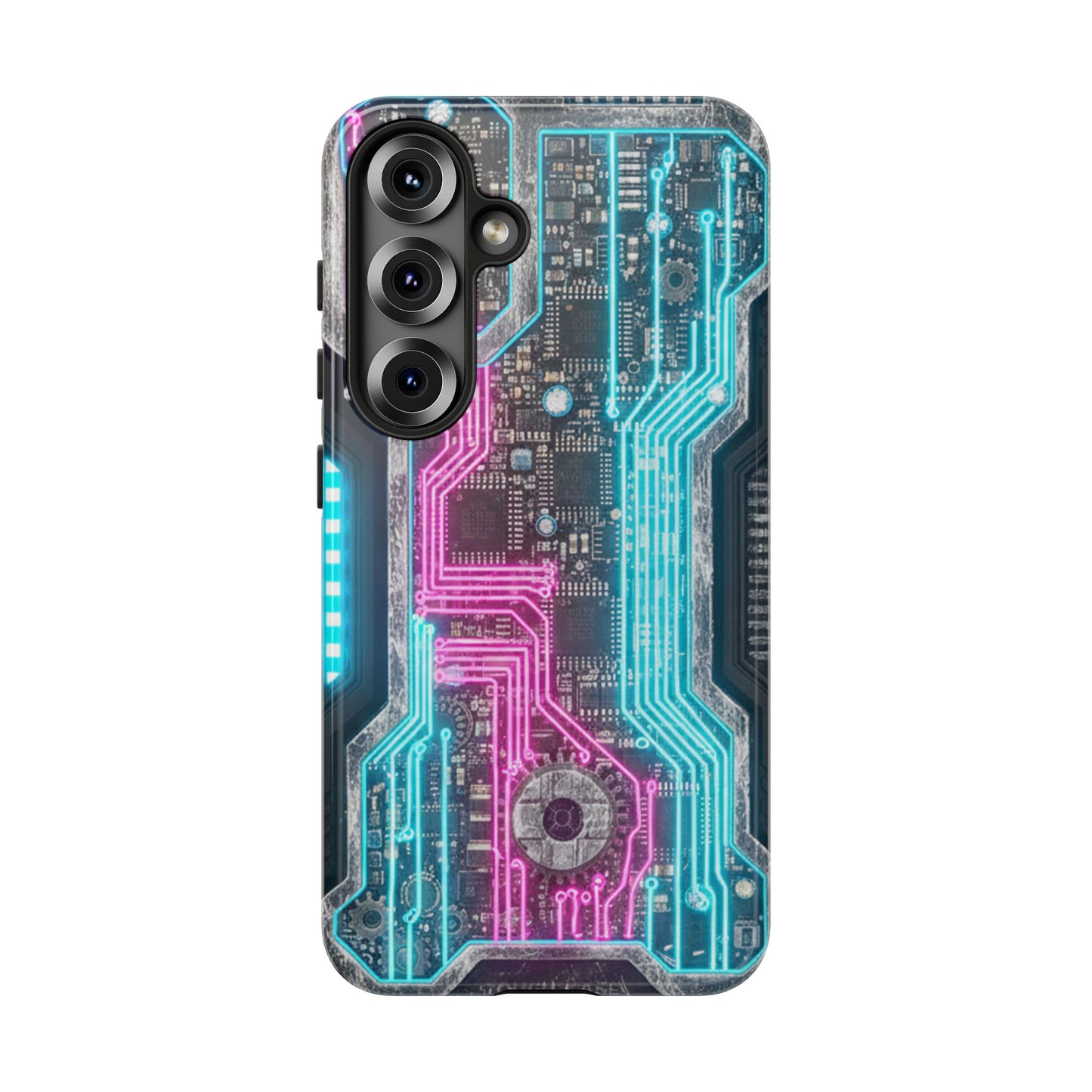 Rugged Tech Phone Case Cyber Circuit Armor Futuristic Neon Circuit Design Heavy Duty Protective Cyberpunk Phone Cover
