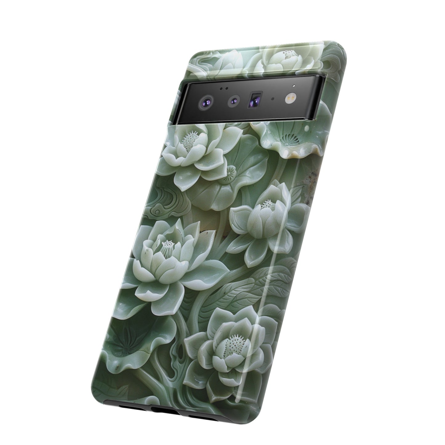 Green Jade Lotus Floral Art Phone Case