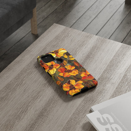 Orange Floral Phone Case Stained Glass Style