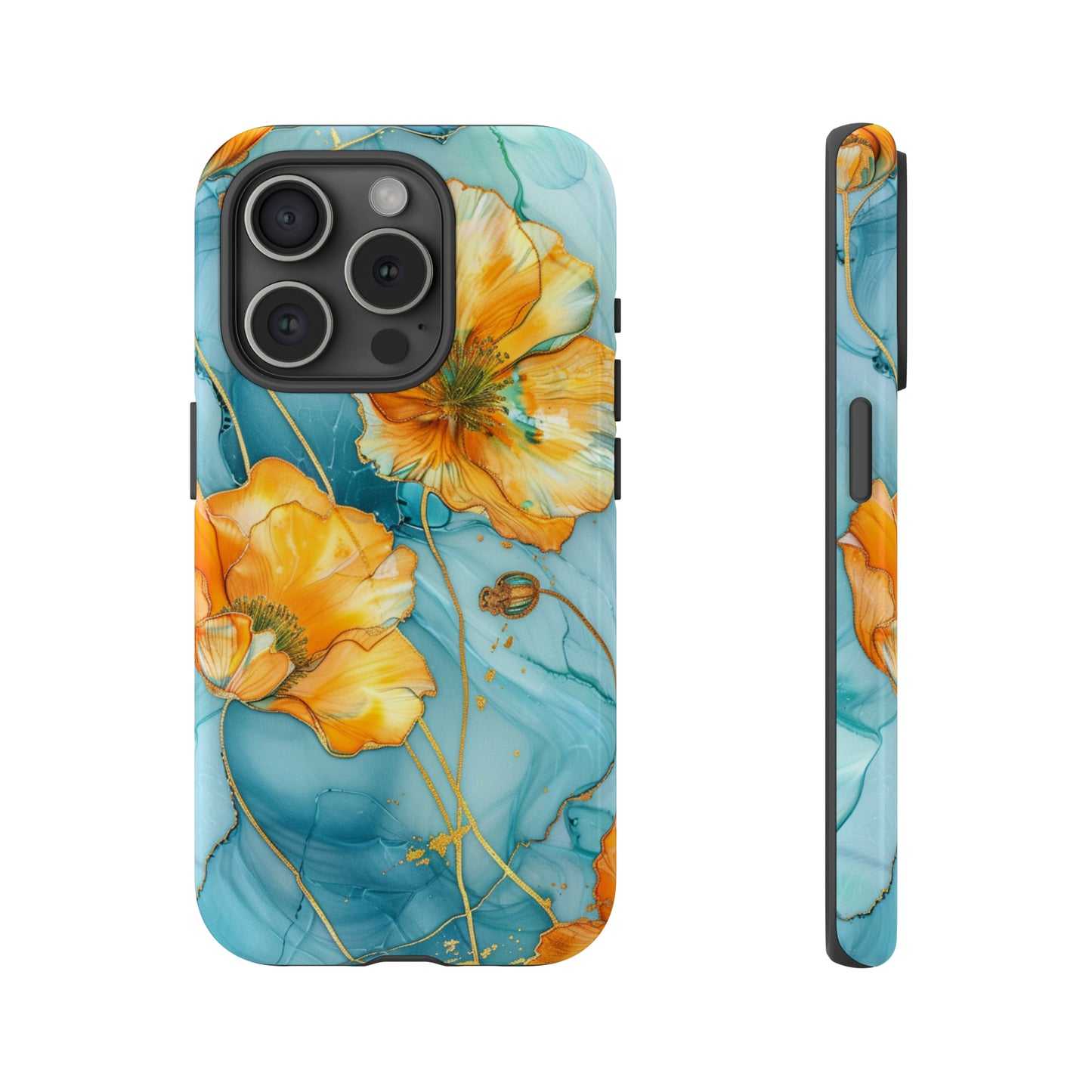 Gold Poppies Color Splash Floral Design Phone Case