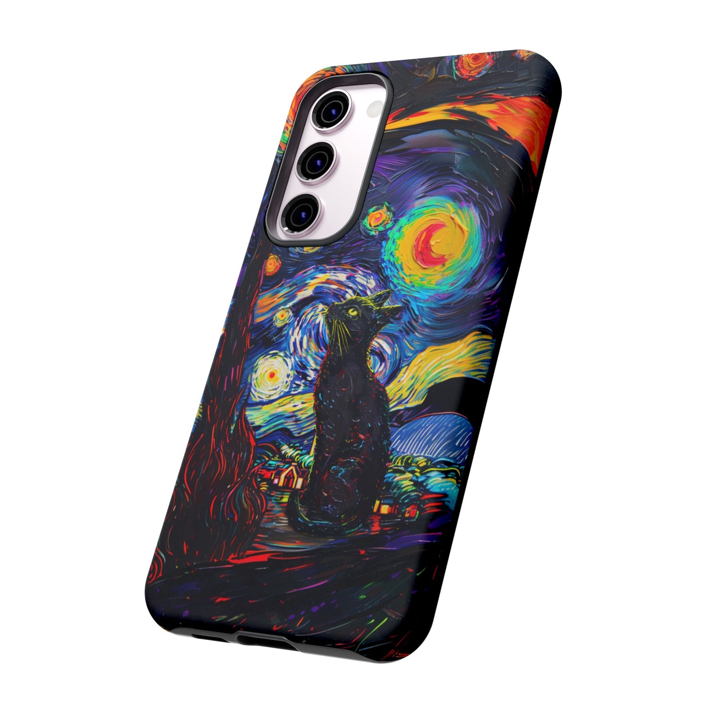 Starry Night Black Cat Van Gogh Painting Art Phone Case