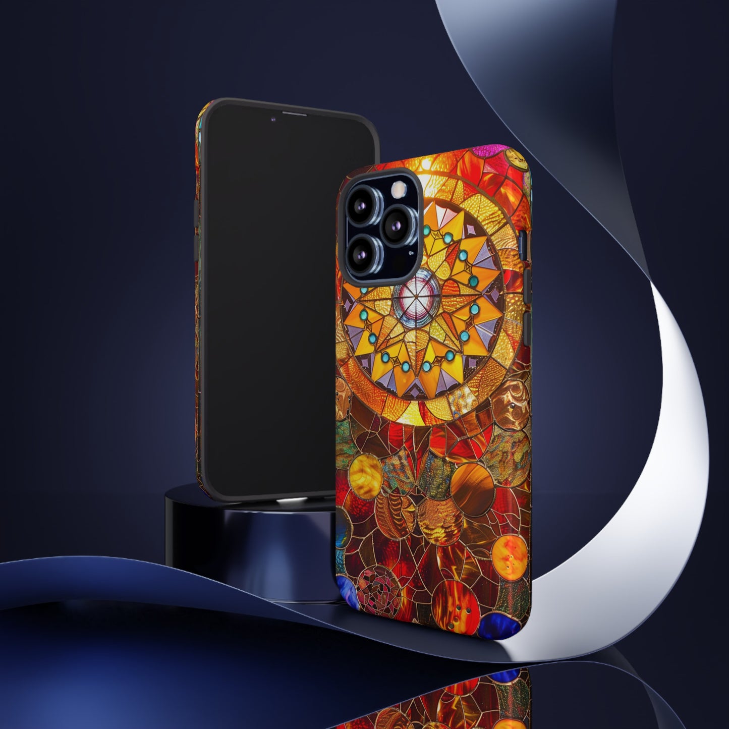 Cosmic Stained Glass Mandala Phone Case