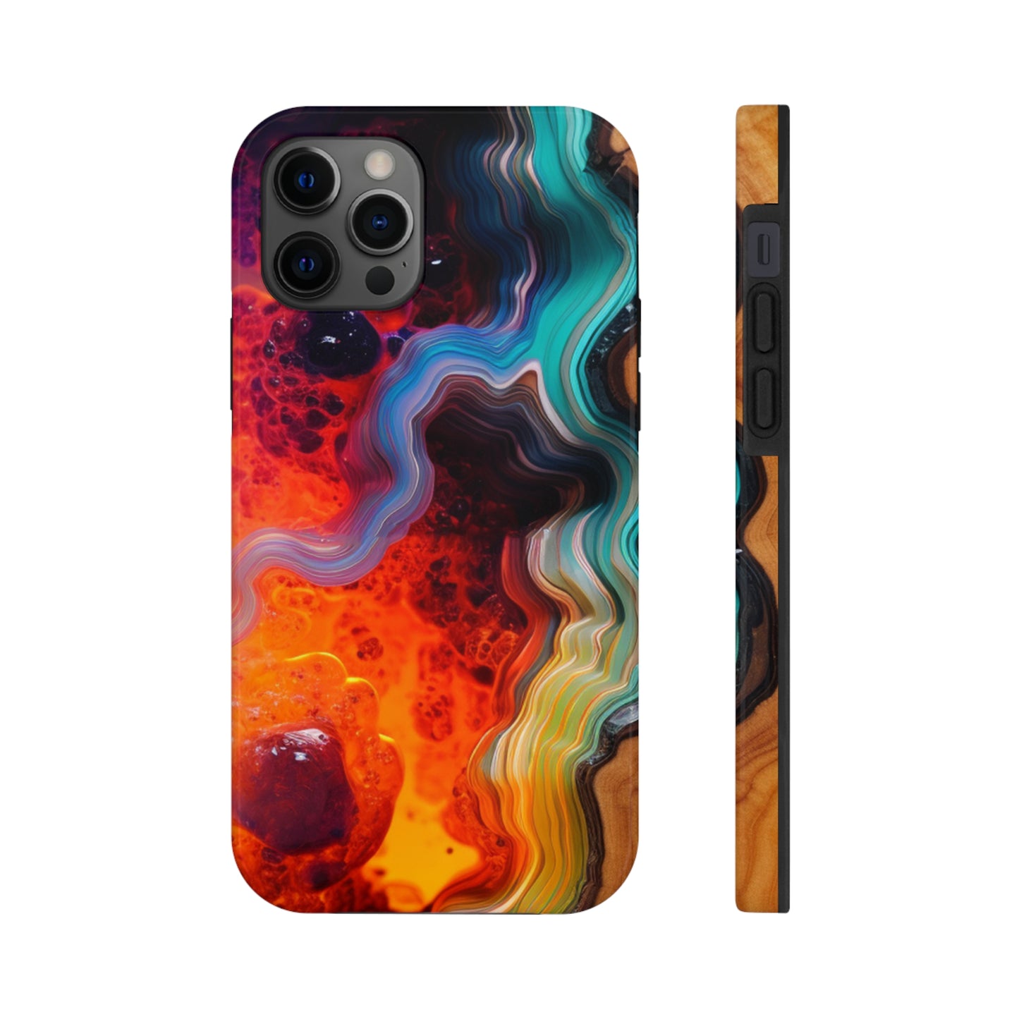 Faux Wood and Colorful Epoxy iPhone Case | Embrace the Beauty of Nature and Vibrant Artistry