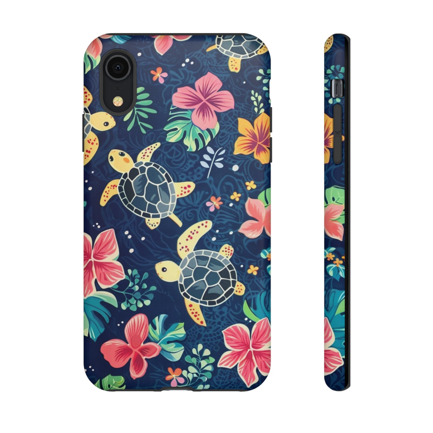 Undersea Floral Blue Sea Turtle Phone Case