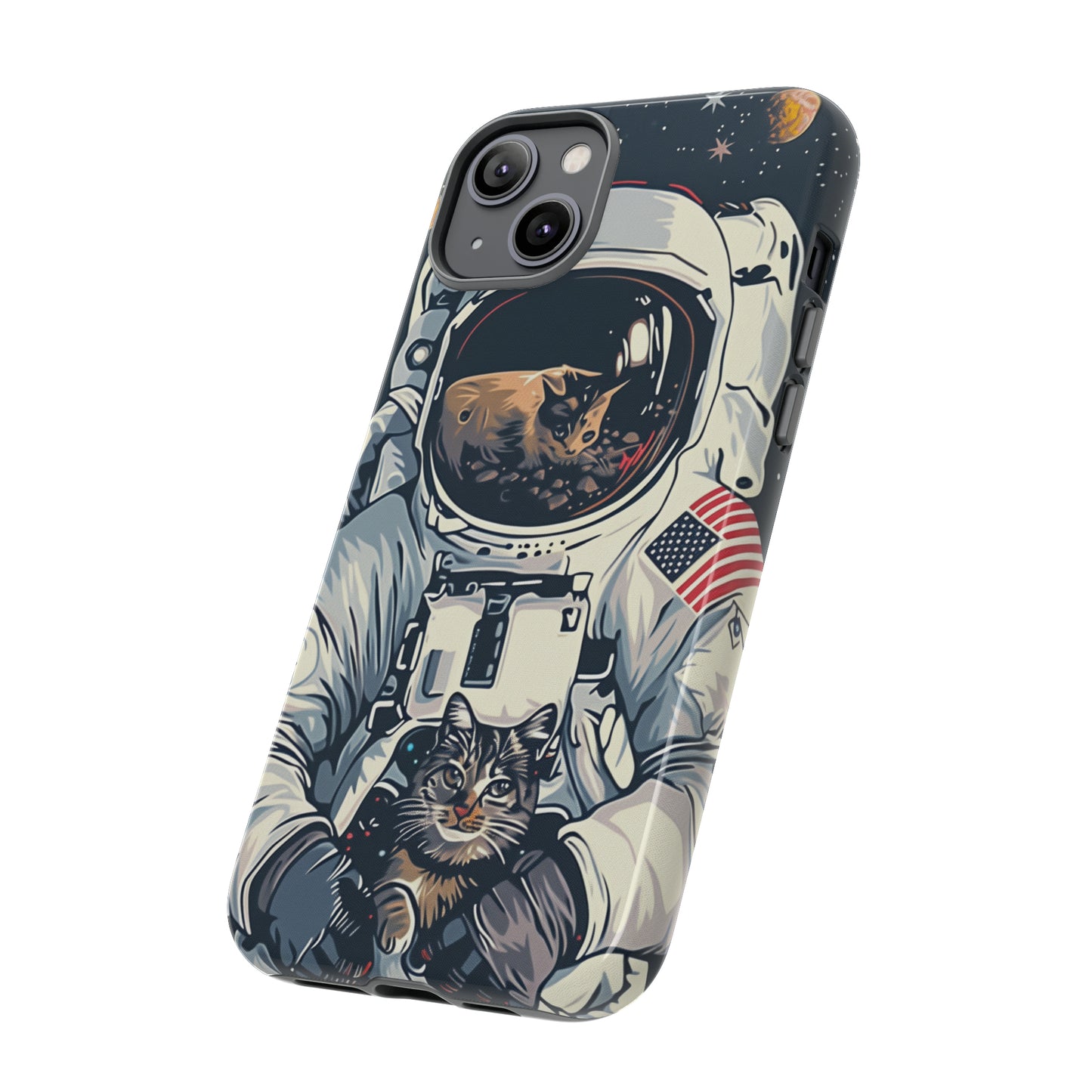 The Astronaut and the Cosmic Cat Phone Case