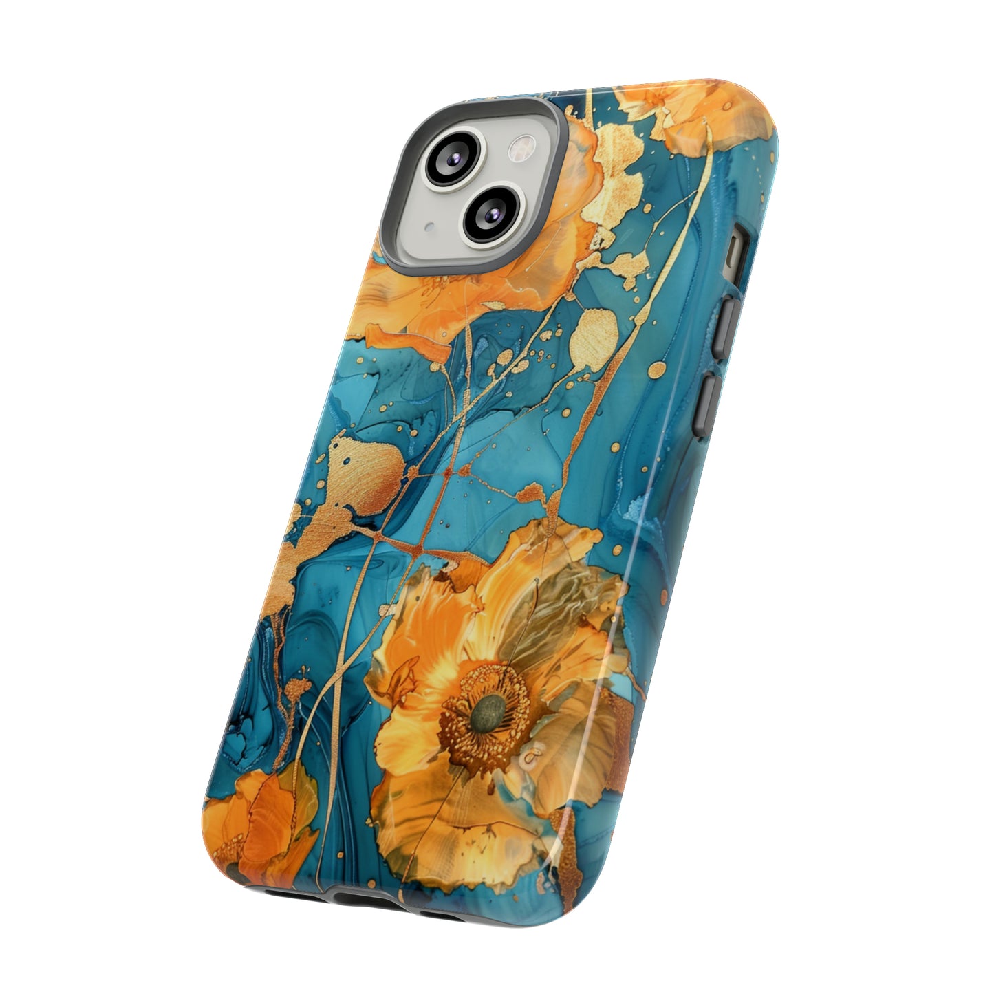 Gold Poppies Color Splash Floral Design Phone Case