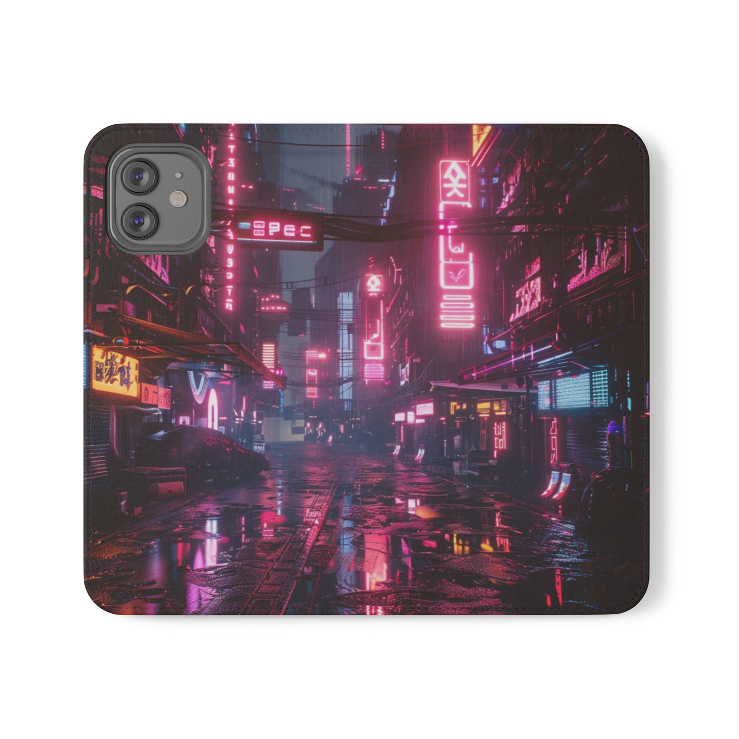 Cyberpunk City at Night Wallet Case