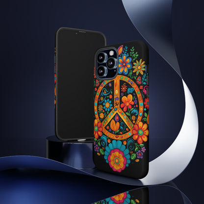 Peace Sign Embroidery Floral Hippie Style Phone Case