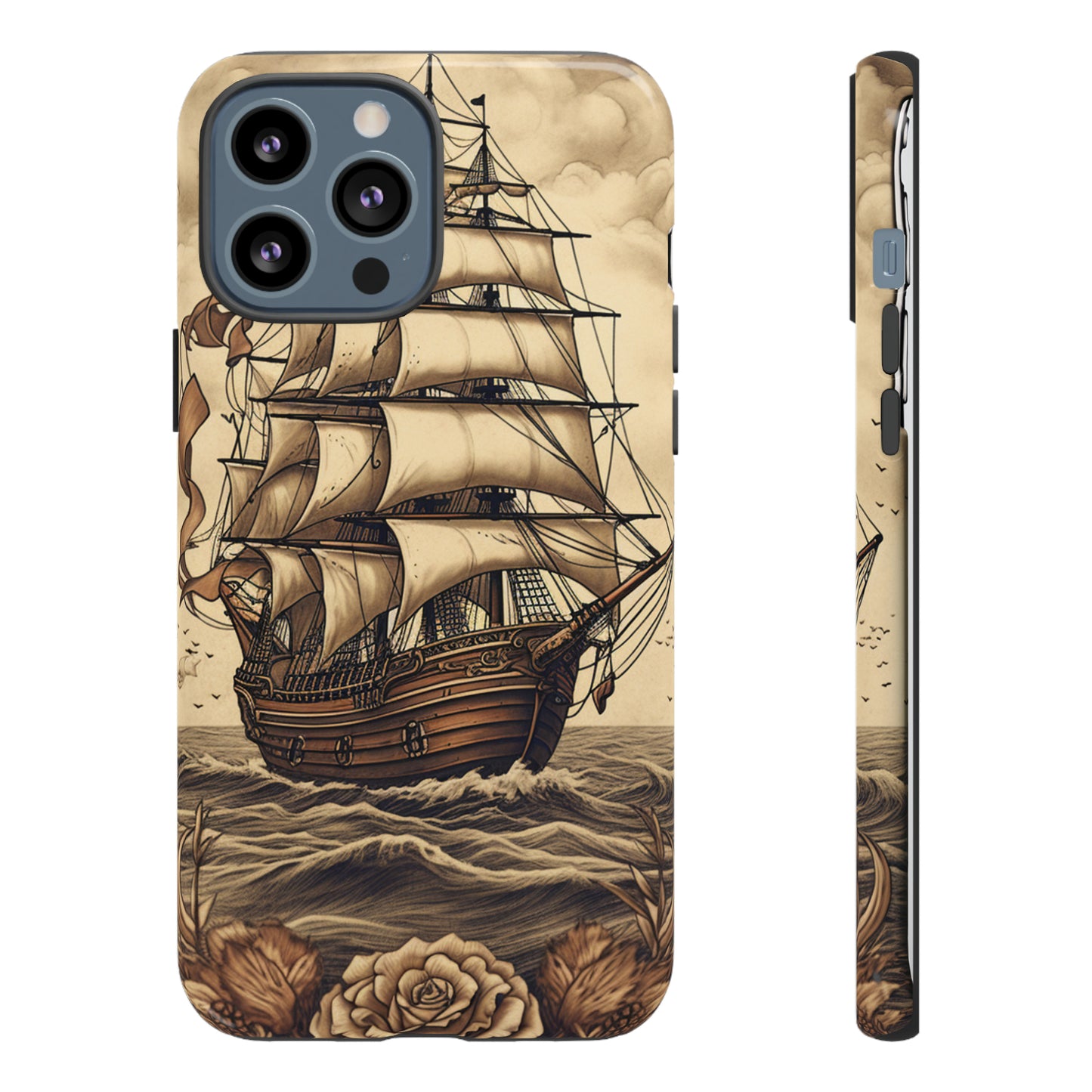 Vintage Tattoo Style Pirate Ship Phone Case