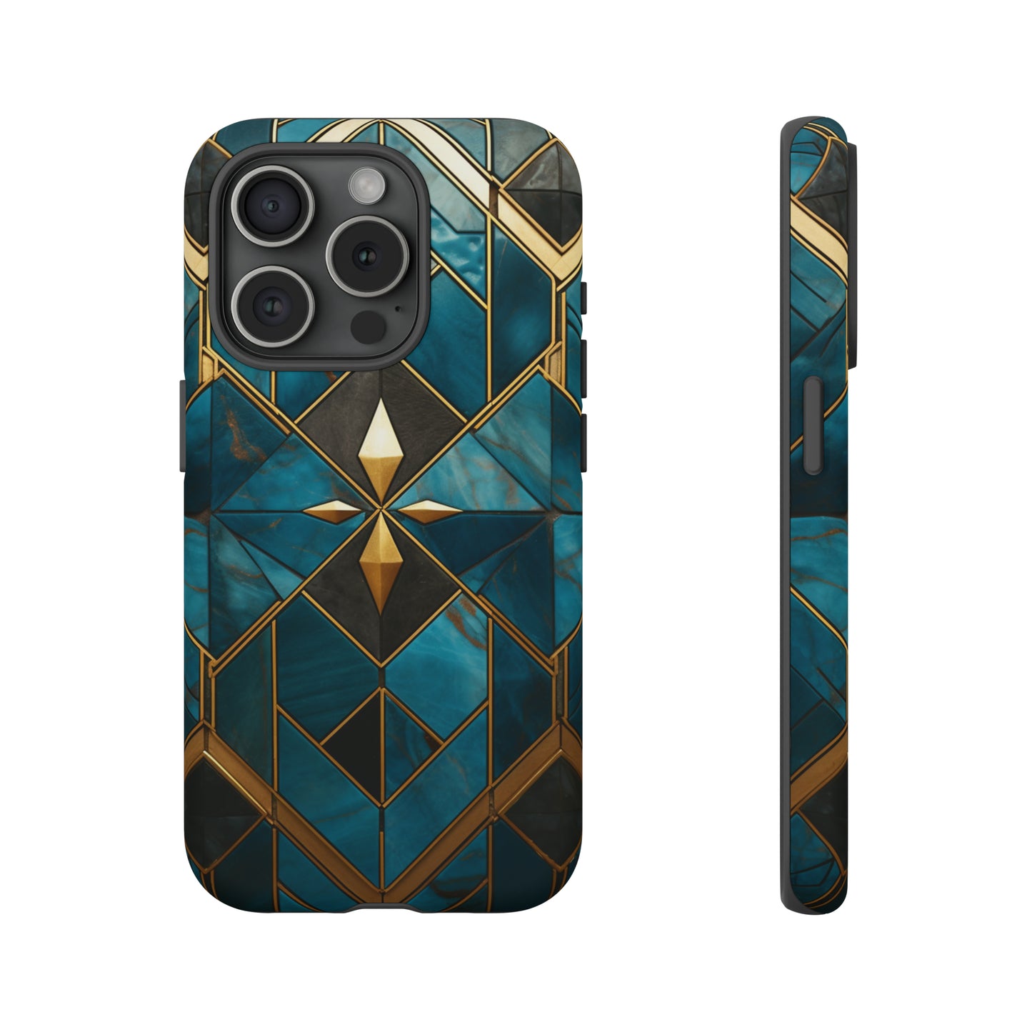 Gold and Blue Marble Mosaic Phone Case