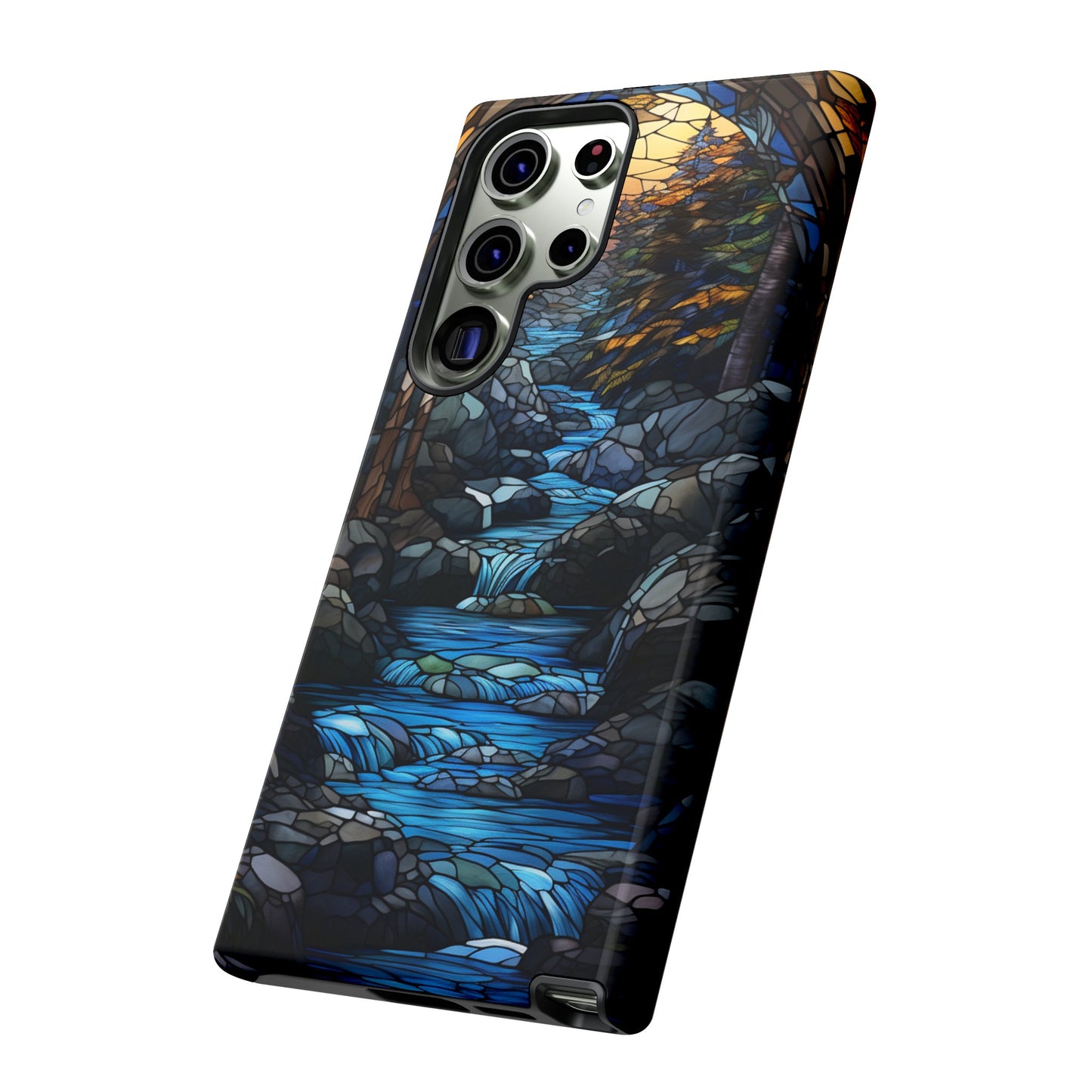 Stained Glass Stone Bridge and River Art Phone Case