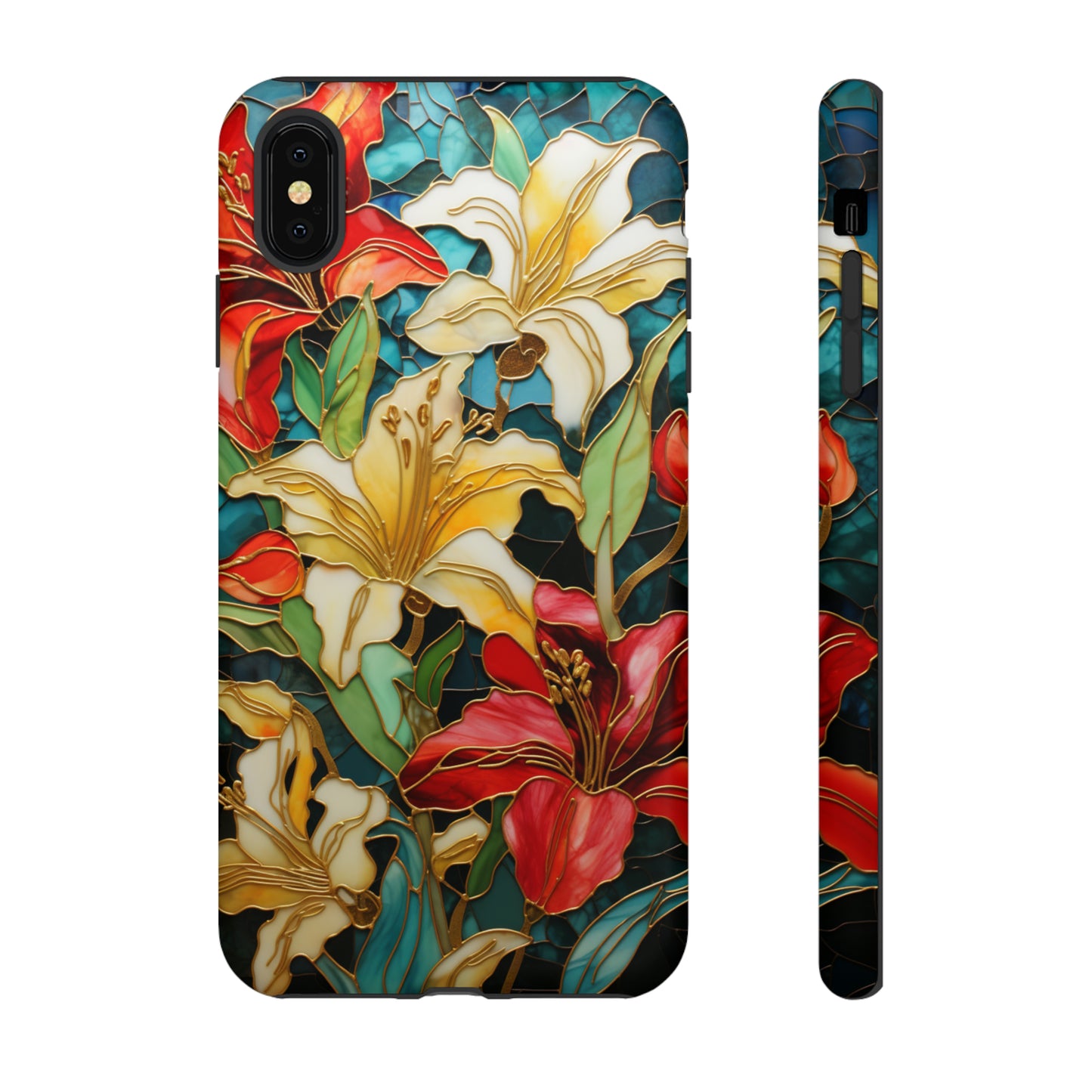 Lily Stained Glass Floral Gold Inlay