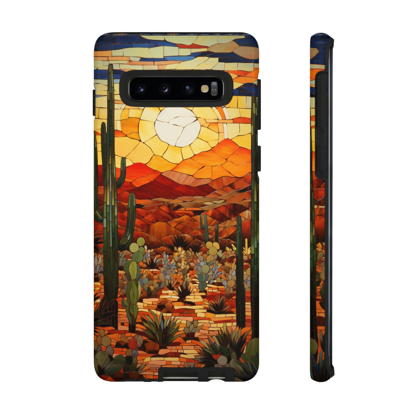 Desert Sunset Cactus Mosaic Tile