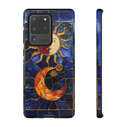 Celestial Stained Glass Moon and Stars iPhone 15 Case