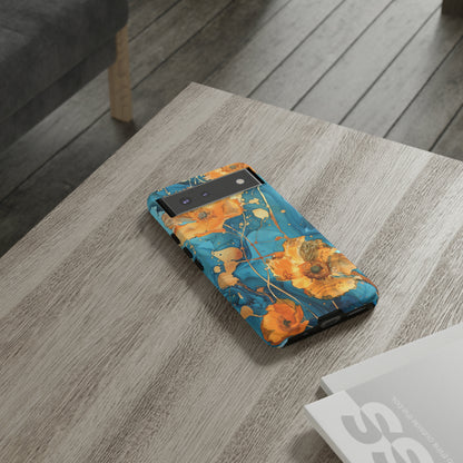 Gold Poppies Color Splash Floral Design Phone Case