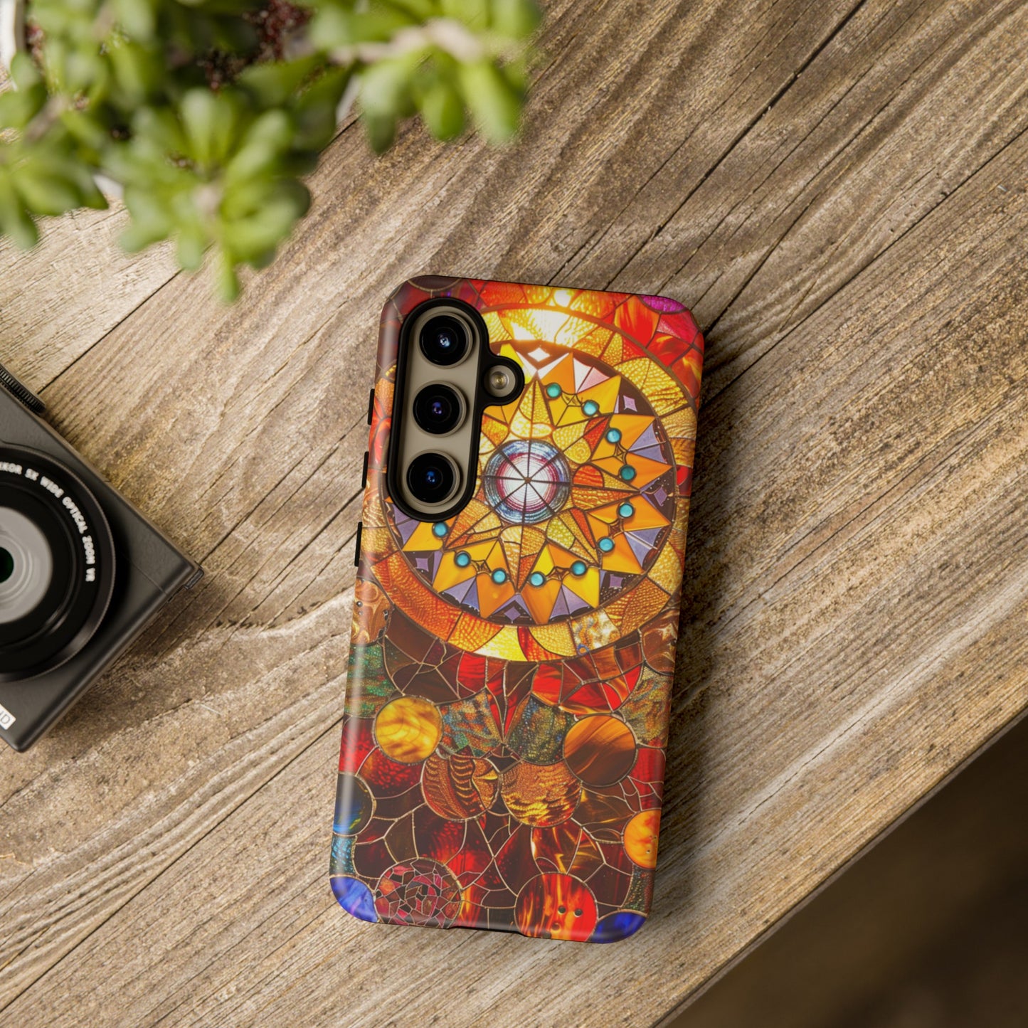 Cosmic Stained Glass Mandala Phone Case