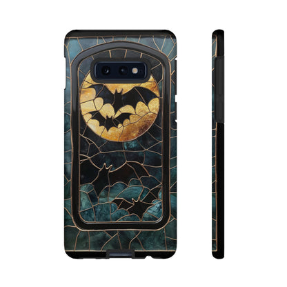 Halloween Phone Case Bats Stained Glass Style Spooky Moon Phone Cover