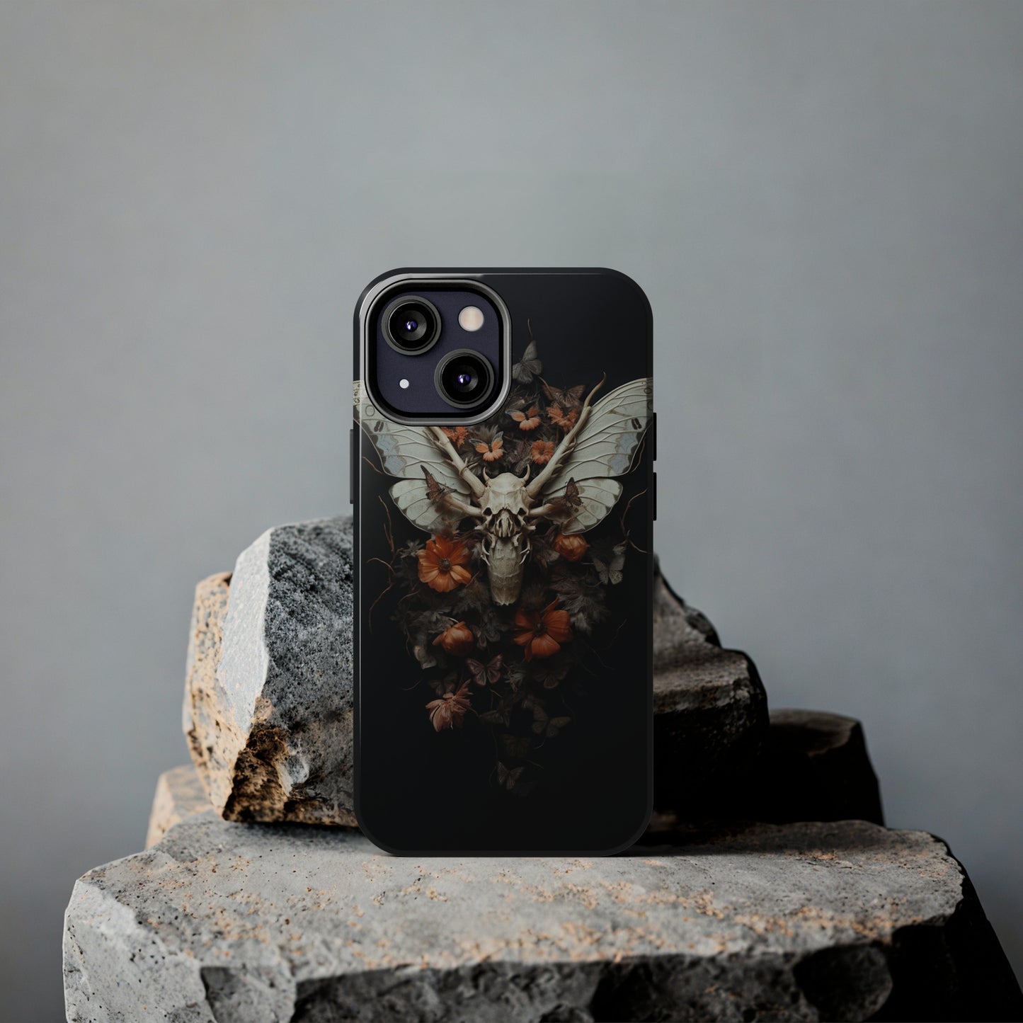 Deadhead Moth Gothic Dark Academia iPhone Case | Spooky Skull Mysterious Elegance