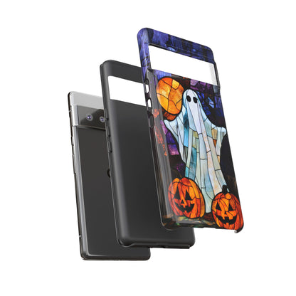 Stained Glass Halloween Ghost and Jack-o'-Lanterns Phone Cover