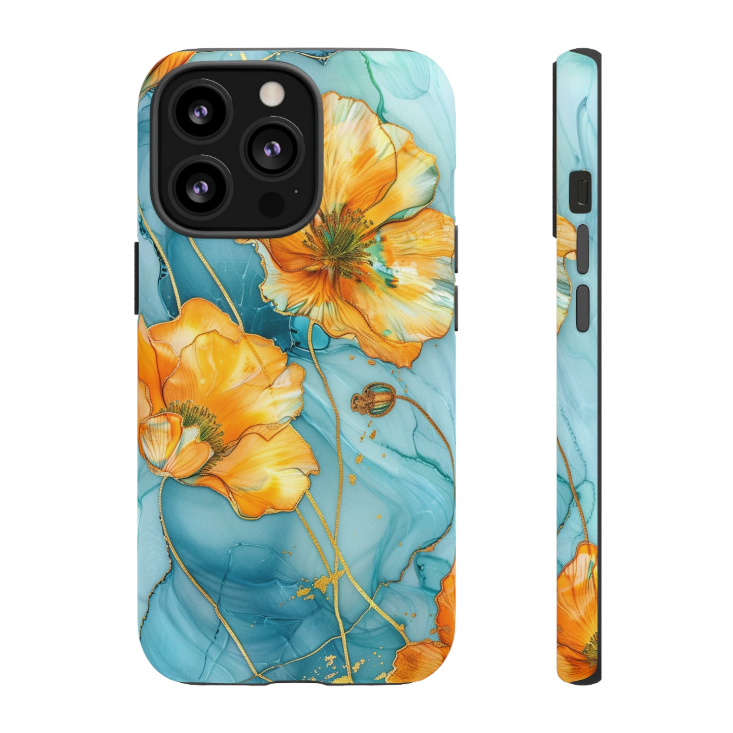 Gold Poppies Color Splash Floral Design Phone Case