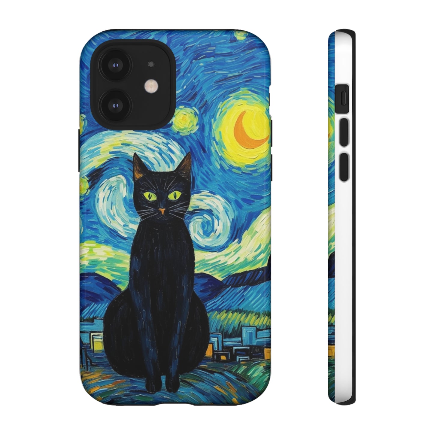 Starry Night Van Gogh Black Cat iPhone, Samsung Galaxy, Google Pixel  Case | Embrace Artistic Whimsy and Feline Charm