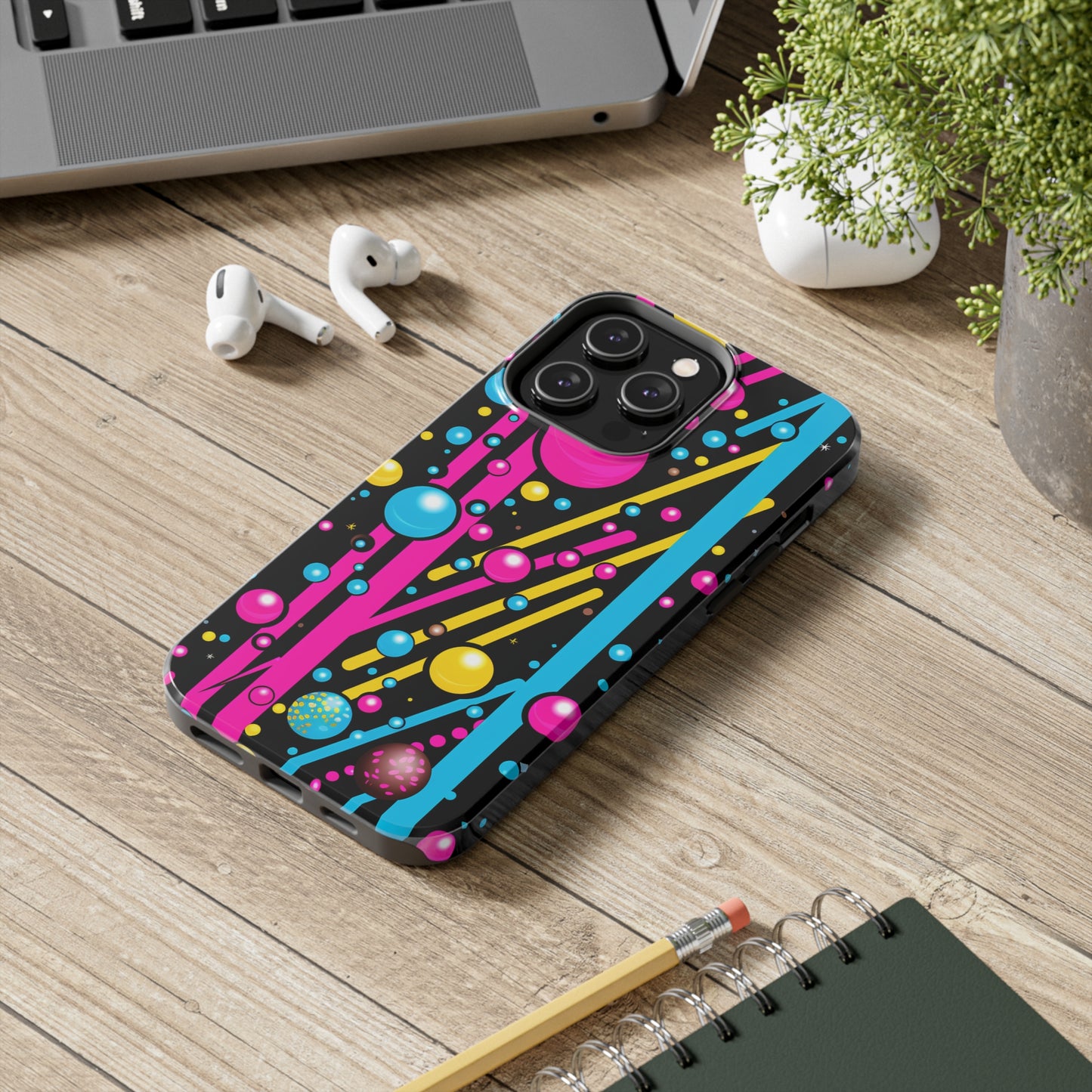 Retro Geometric Psychedelic iPhone Case | A Nostalgic Trip to Colorful Dimensions