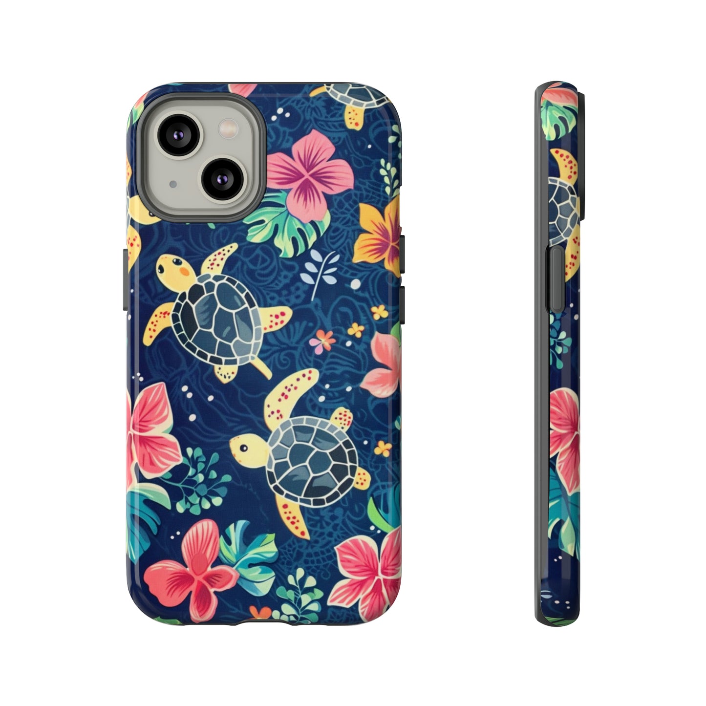 Undersea Floral Blue Sea Turtle Phone Case