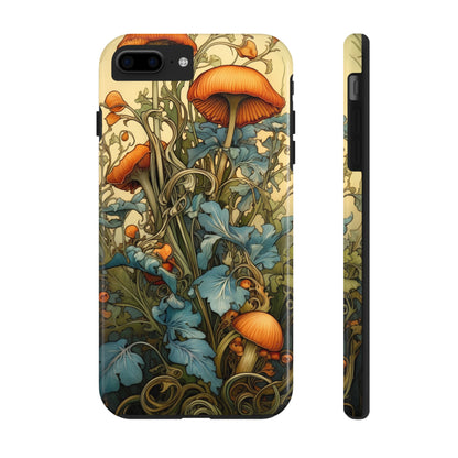 Vintage Mushroom iPhone Case Floral Aesthetic Art Nouveau Retro Phone Tough Case iPhone 14 Plus 13 12 7 8 SE Hippie Boho Style