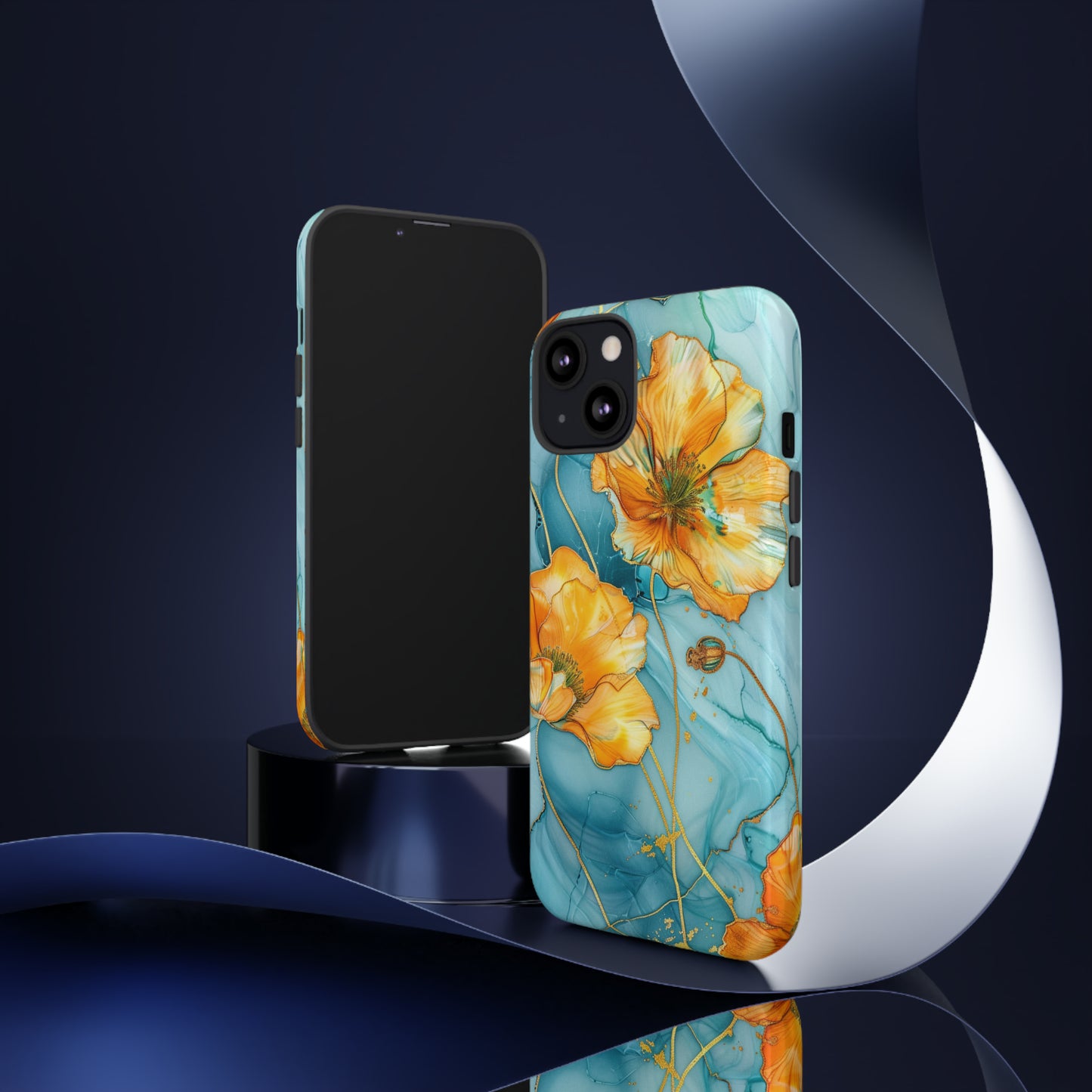 Gold Poppies Color Splash Floral Design Phone Case