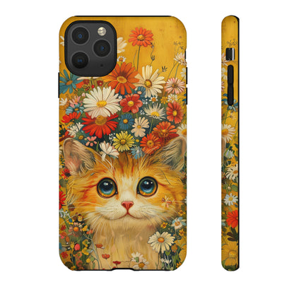 Cute Cat in Floral Garden Phone Case