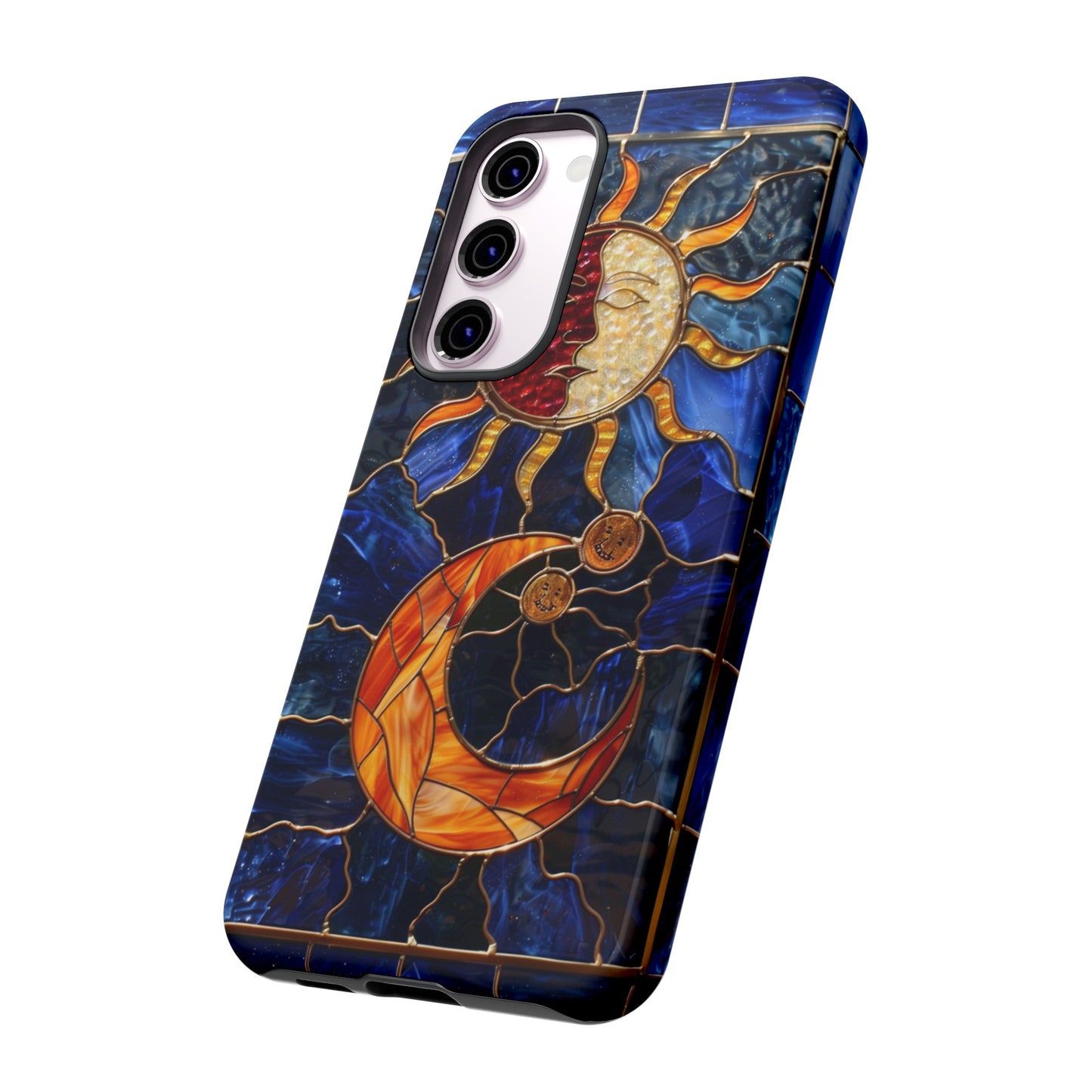 Celestial Stained Glass Moon and Stars iPhone 15 Case