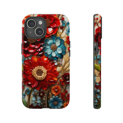 Floral color explosion mosaic design on iPhone 15 case