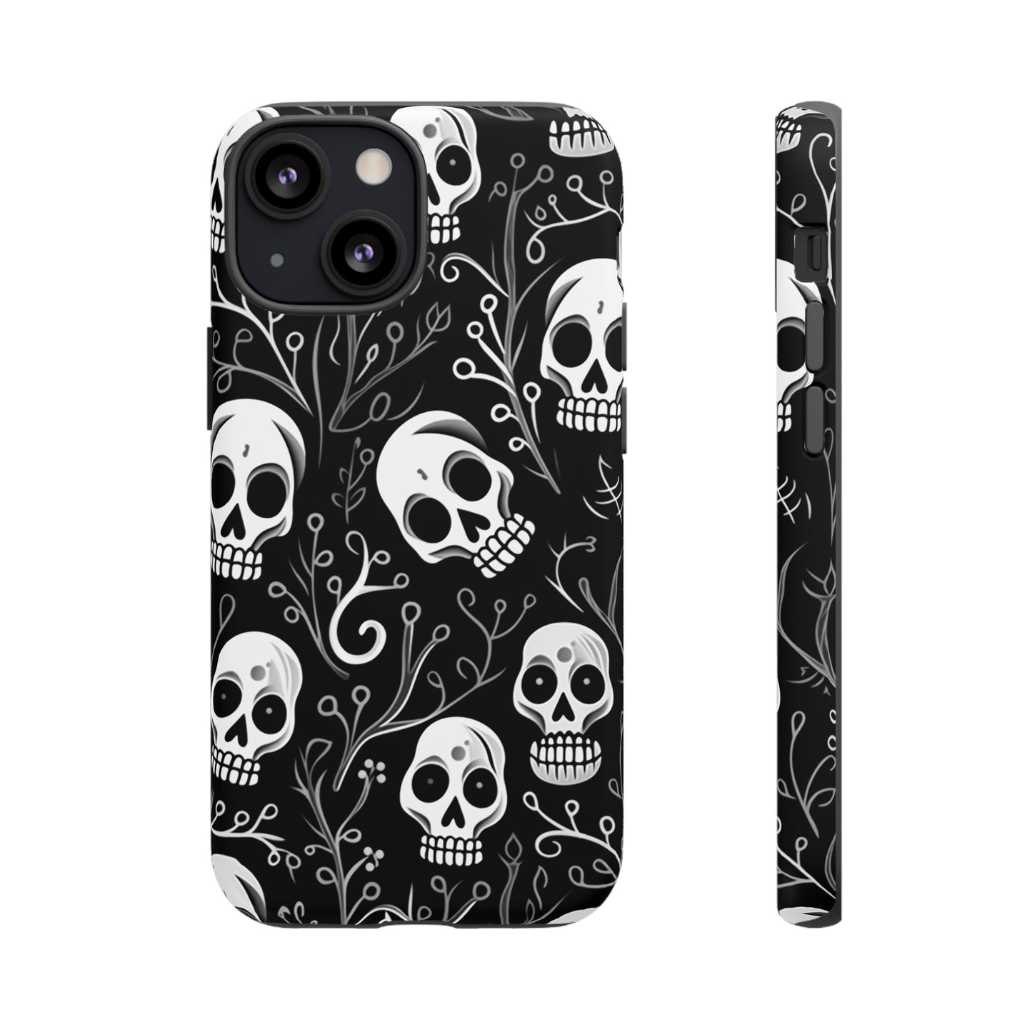 Join the Goth Side: Black Skull Floral Print | Mystical Elegance Case for iPhone, Samsung Galaxy, and Google Pixel