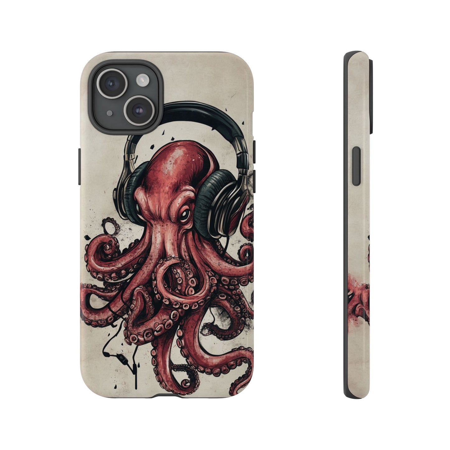 Retro Style Japanese Octopus Listening to Headphones Phone Cover