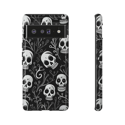 Join the Goth Side: Black Skull Floral Print | Mystical Elegance Case for iPhone, Samsung Galaxy, and Google Pixel