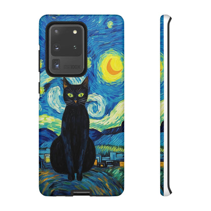 Starry Night Van Gogh Black Cat iPhone, Samsung Galaxy, Google Pixel  Case | Embrace Artistic Whimsy and Feline Charm