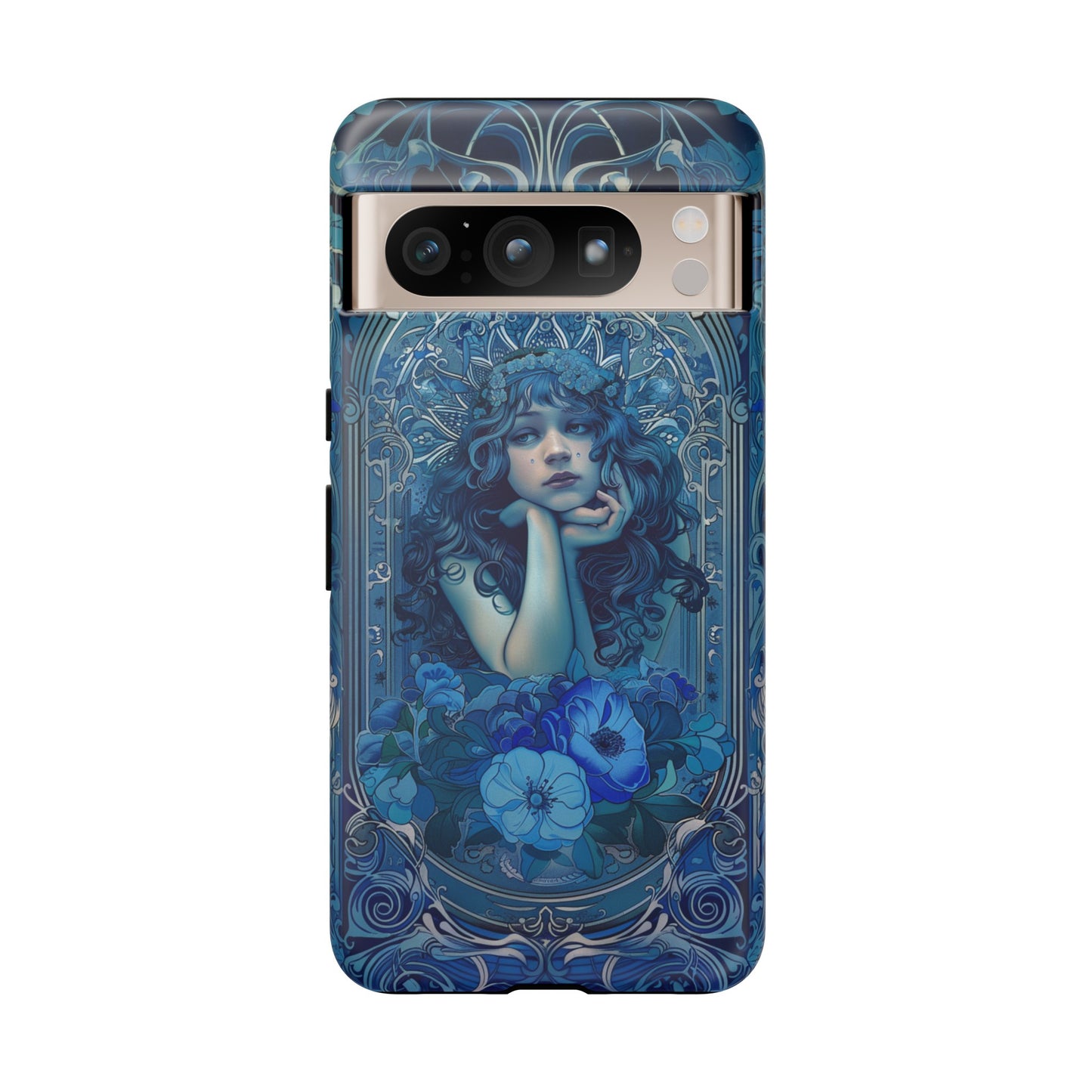 Blue Floral Art Nouveau Style Phone Case