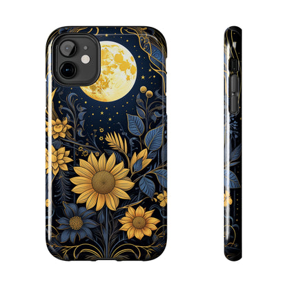 Starry Night Boho Meets Cottagecore: Floral Sun, Moon & Stars iPhone Case