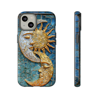 Boho Sun and Moon Mosaic Tile Stained Glass Phone Case