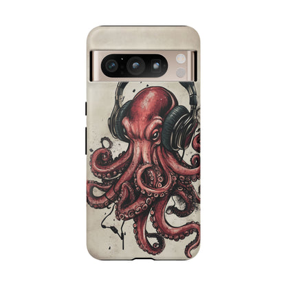 Retro Style Japanese Octopus Listening to Headphones Phone Cover