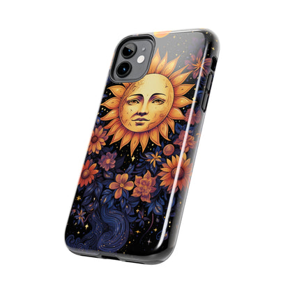 Cosmic Blooms: Floral Sun, Moon & Stars iPhone Case - Where Celestial Meets Botanical