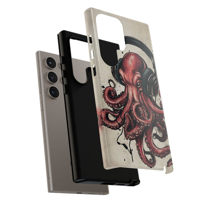 Retro Style Japanese Octopus Listening to Headphones Phone Cover