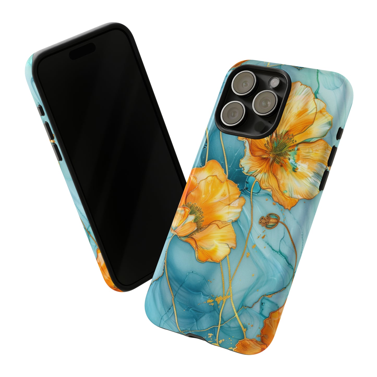 Gold Poppies Color Splash Floral Design Phone Case